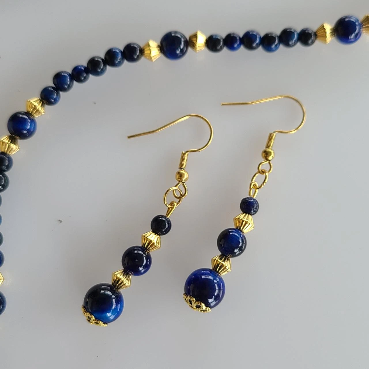 Blue-Tinted Tiger's Eye Necklace and Earrings Set PA591 – photo 4